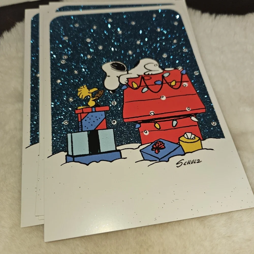 Hallmark Peanuts Snoopy Christmas Cards 14 Ct Envelopes Glitter Schulz 2023
